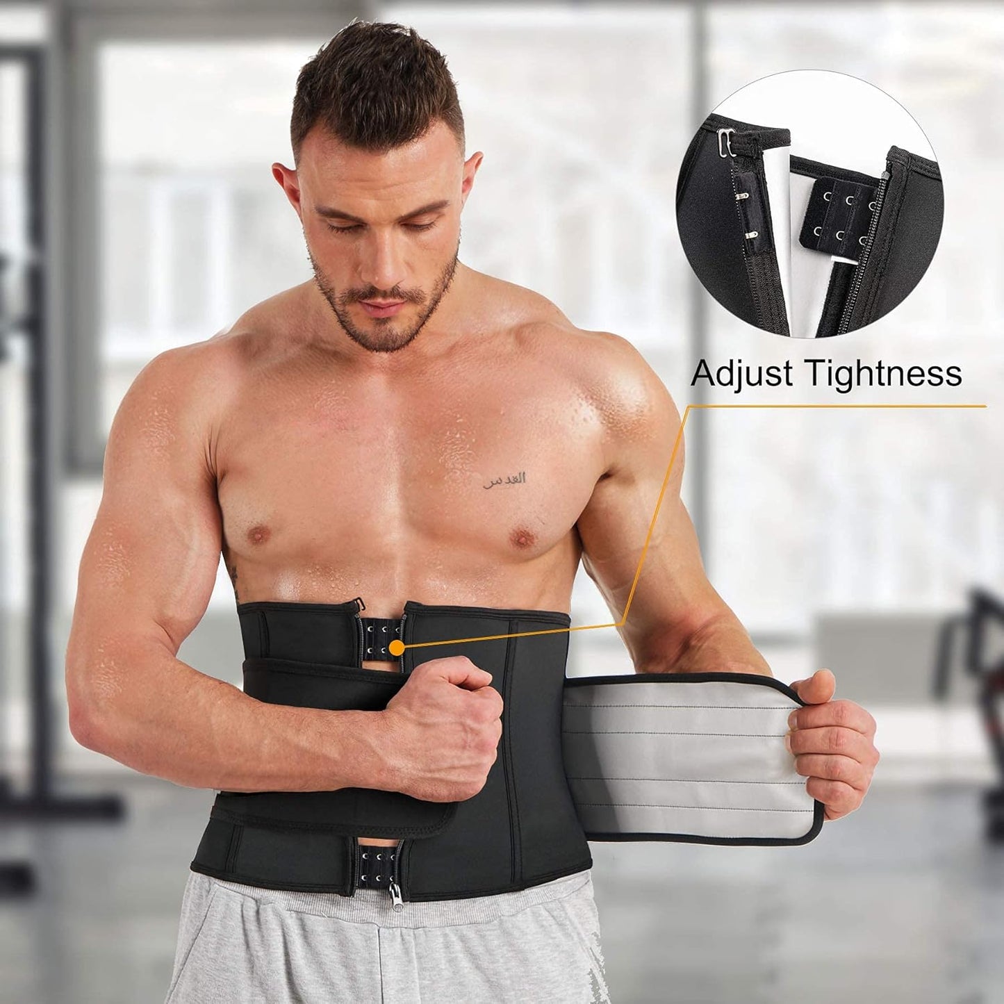 Waist Trainer Trimmer for Men Sauna Sweat Belt Slimming Body Shaper Waist Cincher Workout Sport Girdles Black