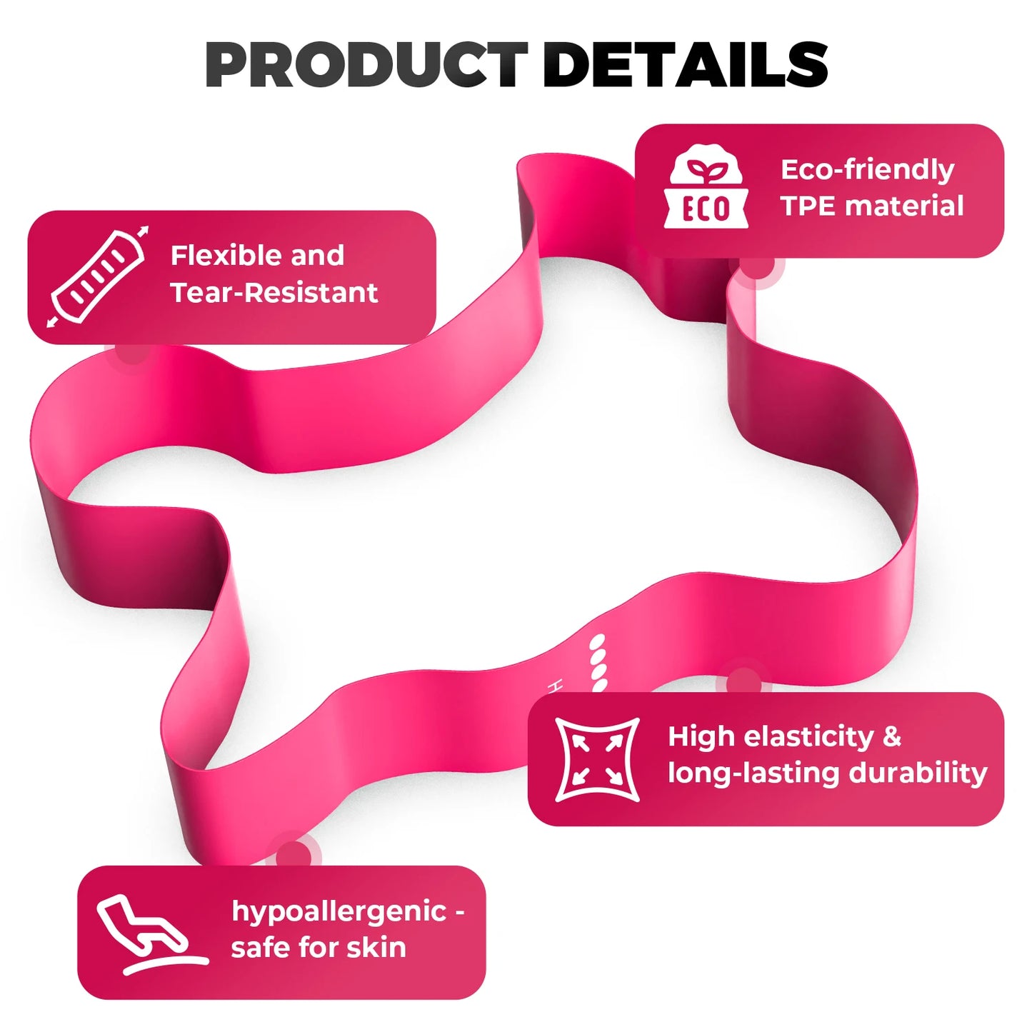 5 Levels TPE Resistance Bands Set – Fitness Exercise Bands for Home Workout, Yoga, Pilates, Physical Therapy, Strength Training