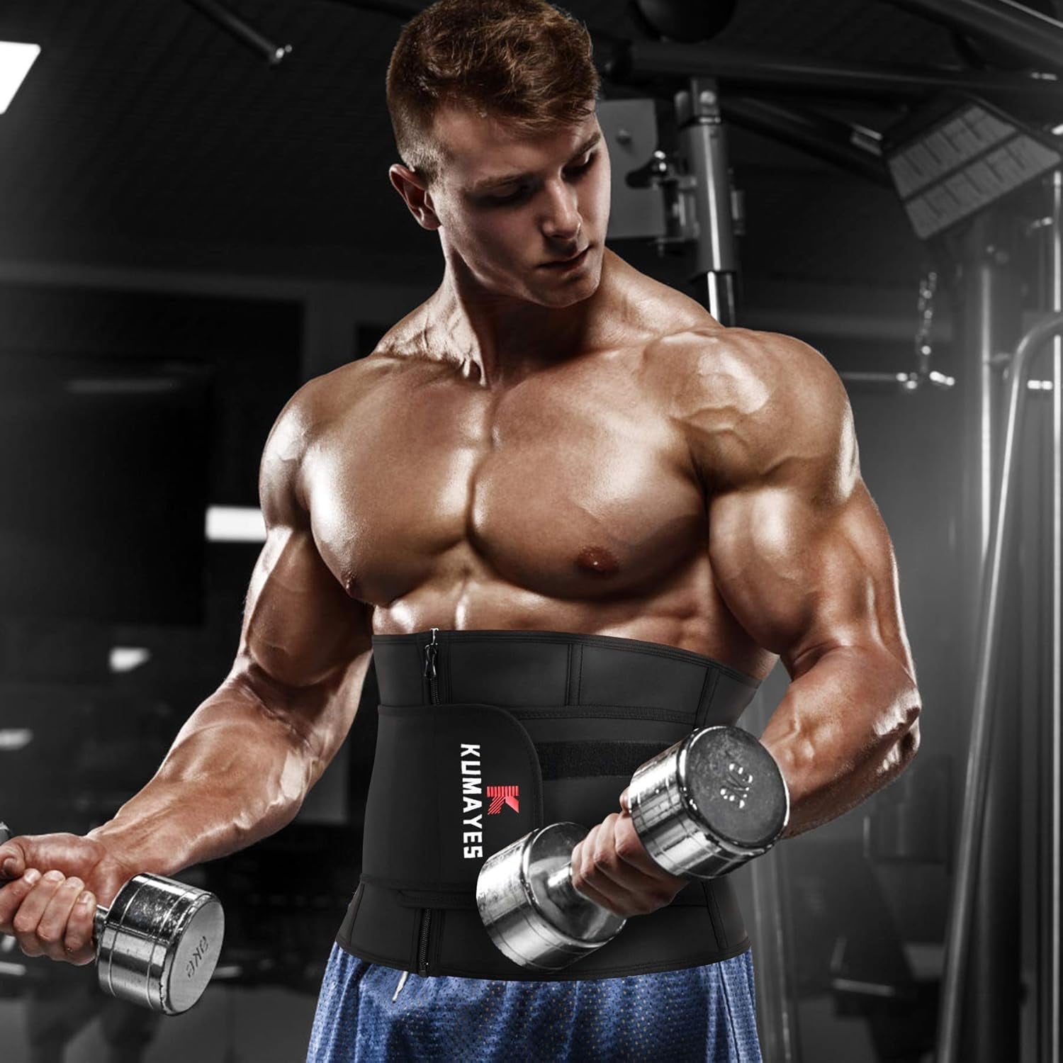 Waist Trainer Trimmer for Men Sauna Sweat Belt Slimming Body Shaper Waist Cincher Workout Sport Girdles Black