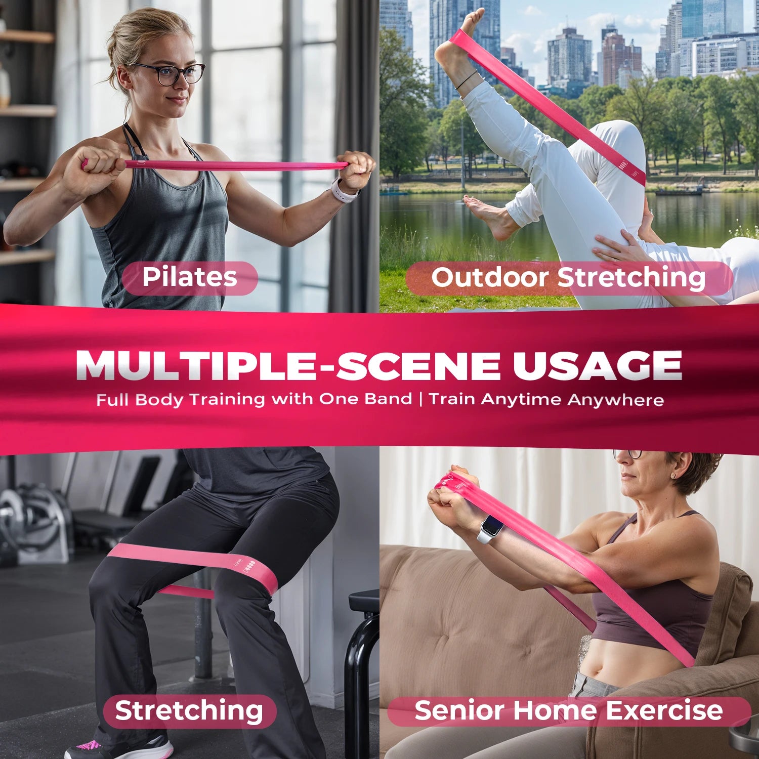 5 Levels TPE Resistance Bands Set – Fitness Exercise Bands for Home Workout, Yoga, Pilates, Physical Therapy, Strength Training